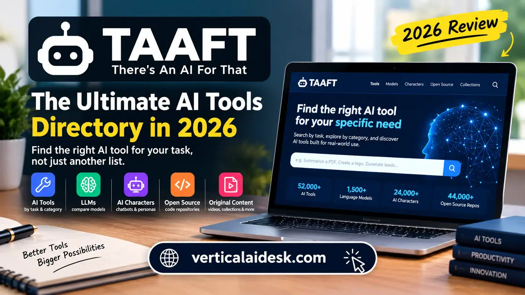 TAAFT homepage screenshot showing the AI tools directory search bar